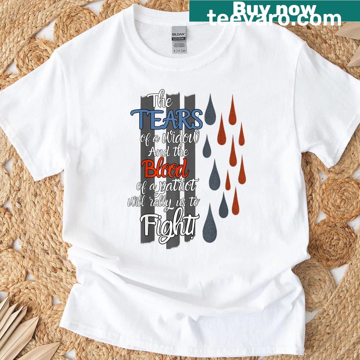 Memorial tribute t-shirt with illustration honoring patriots — on a men's t-shirt
