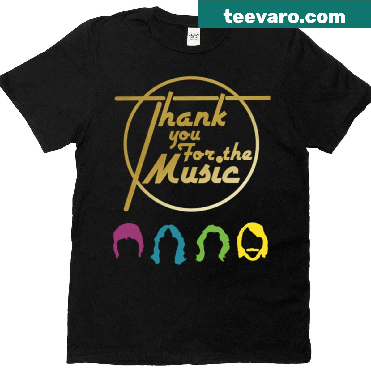 T-shirt with the phrase 'Thank You Music' in a simple design — on a men's t-shirt