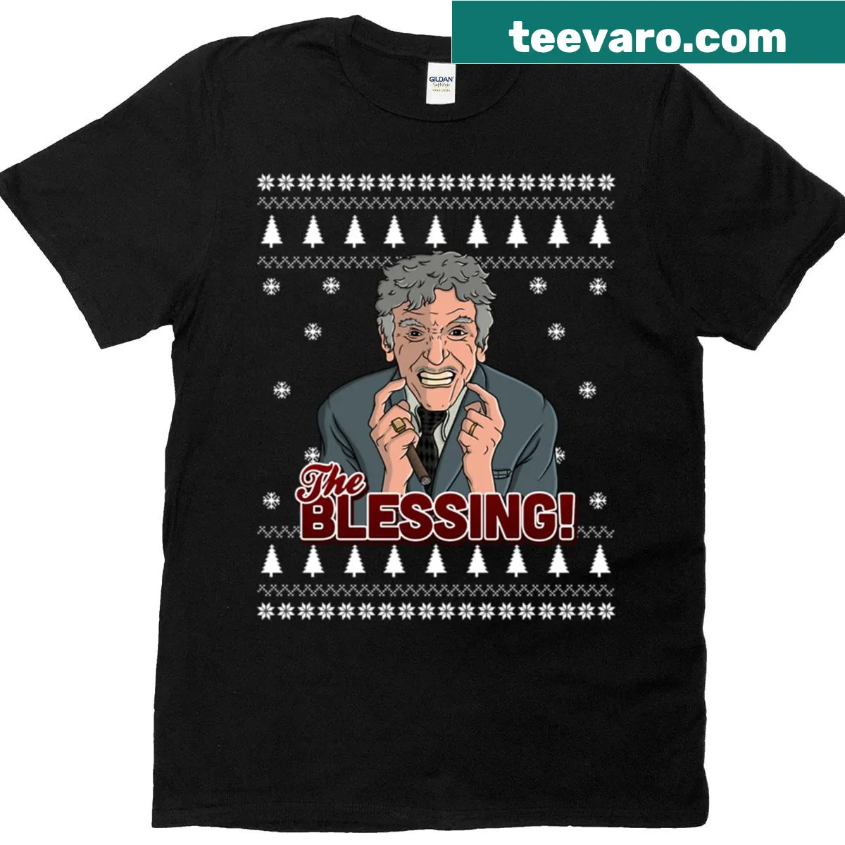T-shirt featuring the word 'Blessing' in an artistic graphic — on a men's t-shirt