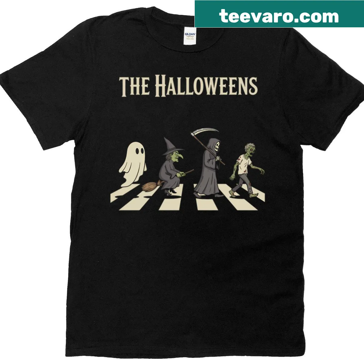 Illustrated t-shirt celebrating the Halloween spirit — on a men's t-shirt