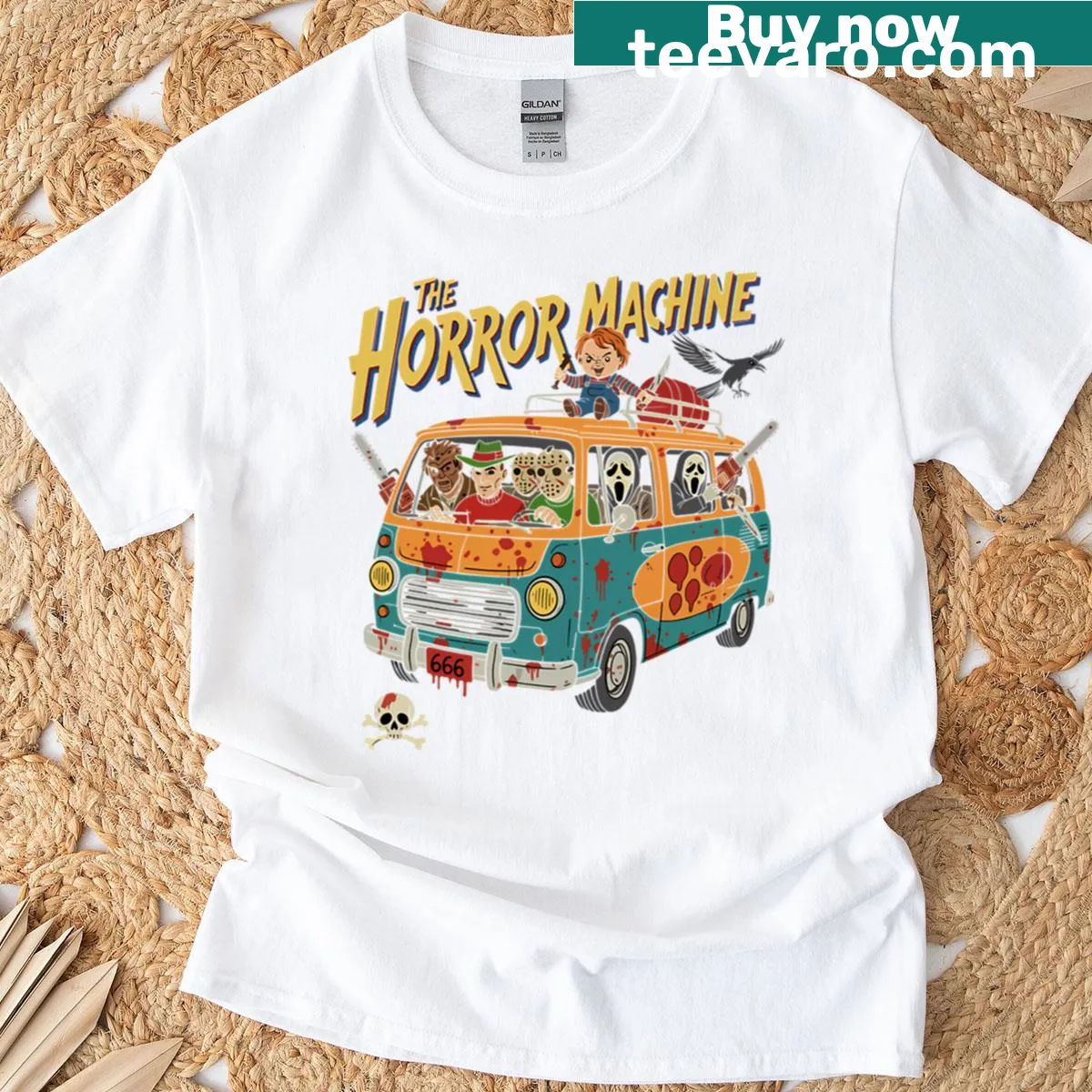 Vintage graphic of a slasher bus on a t-shirt — on a men's t-shirt