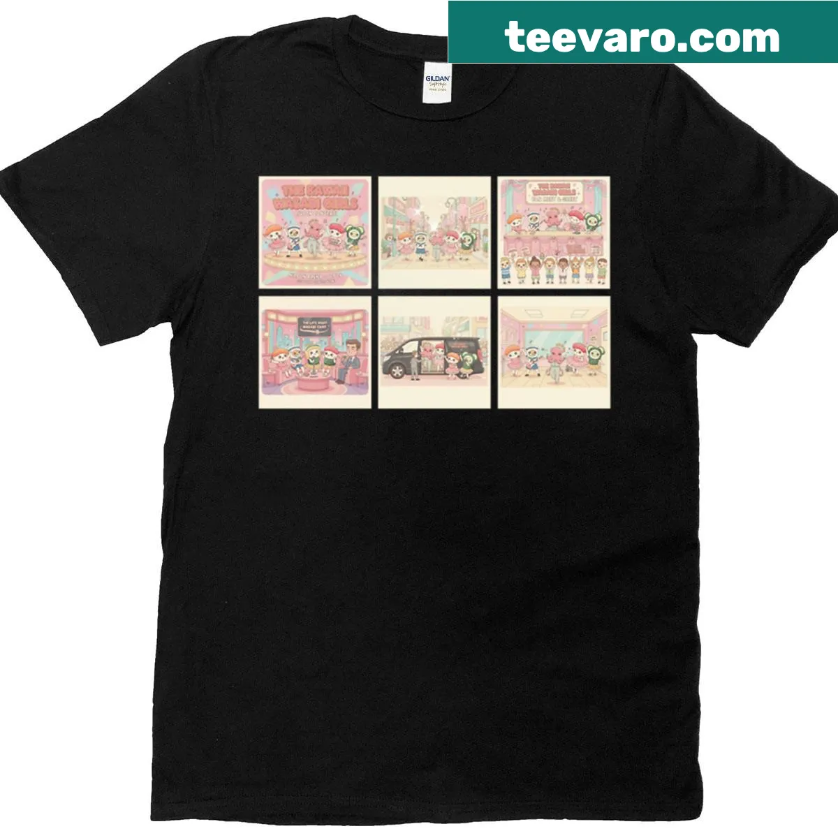 Cute T-shirt featuring Kawaii sushi rolls and wasabi graphics — on a men's t-shirt