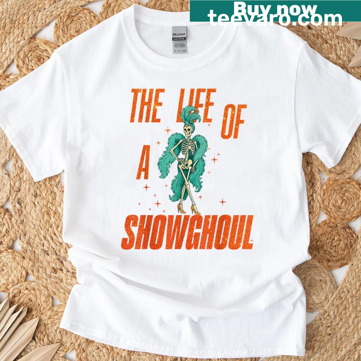 Retro skeleton girl Halloween-themed T-shirt — on a men's t-shirt