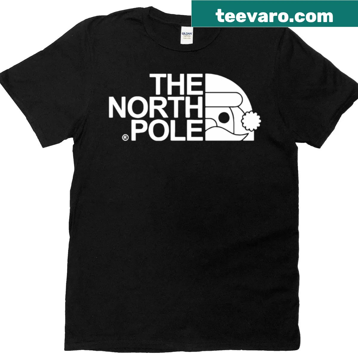 T-shirt featuring an illustration of the North Pole landscape — on a men's t-shirt