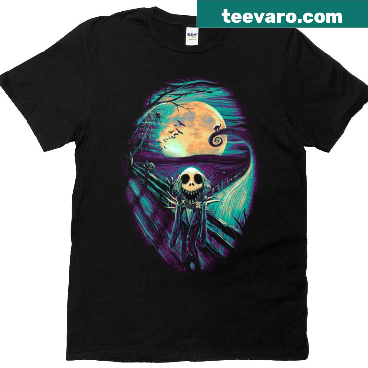 Spooky t-shirt featuring an eerie Christmas theme with a unique design. — on a men's t-shirt