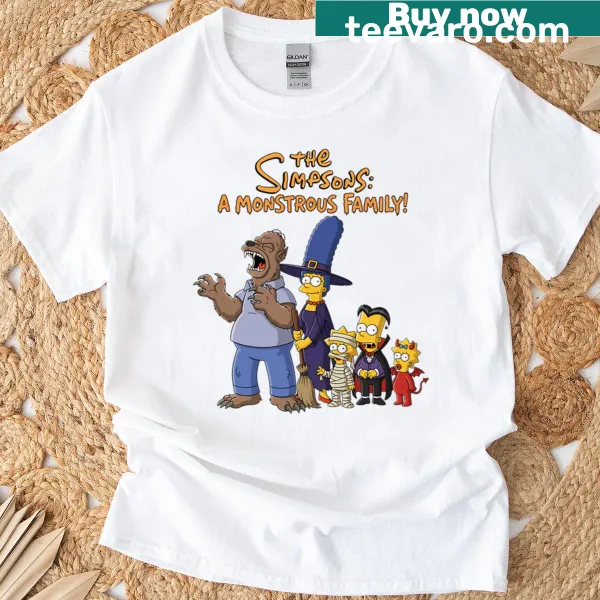 Monstrous renditions of Simpsons characters on a cheerful T-shirt