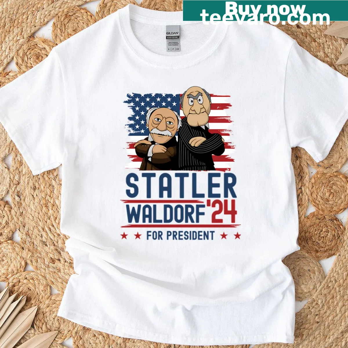 Vintage-style t-shirt celebrating puppet movies and cartoon comedy — on a men's t-shirt