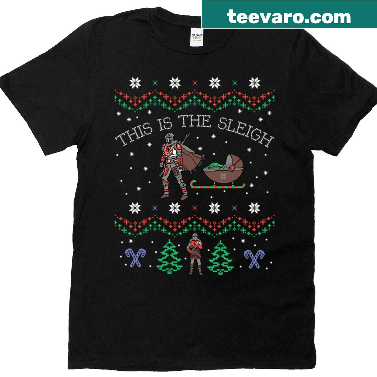 T-shirt with 'This Is The Sleigh' text design for Christmas — on a men's t-shirt