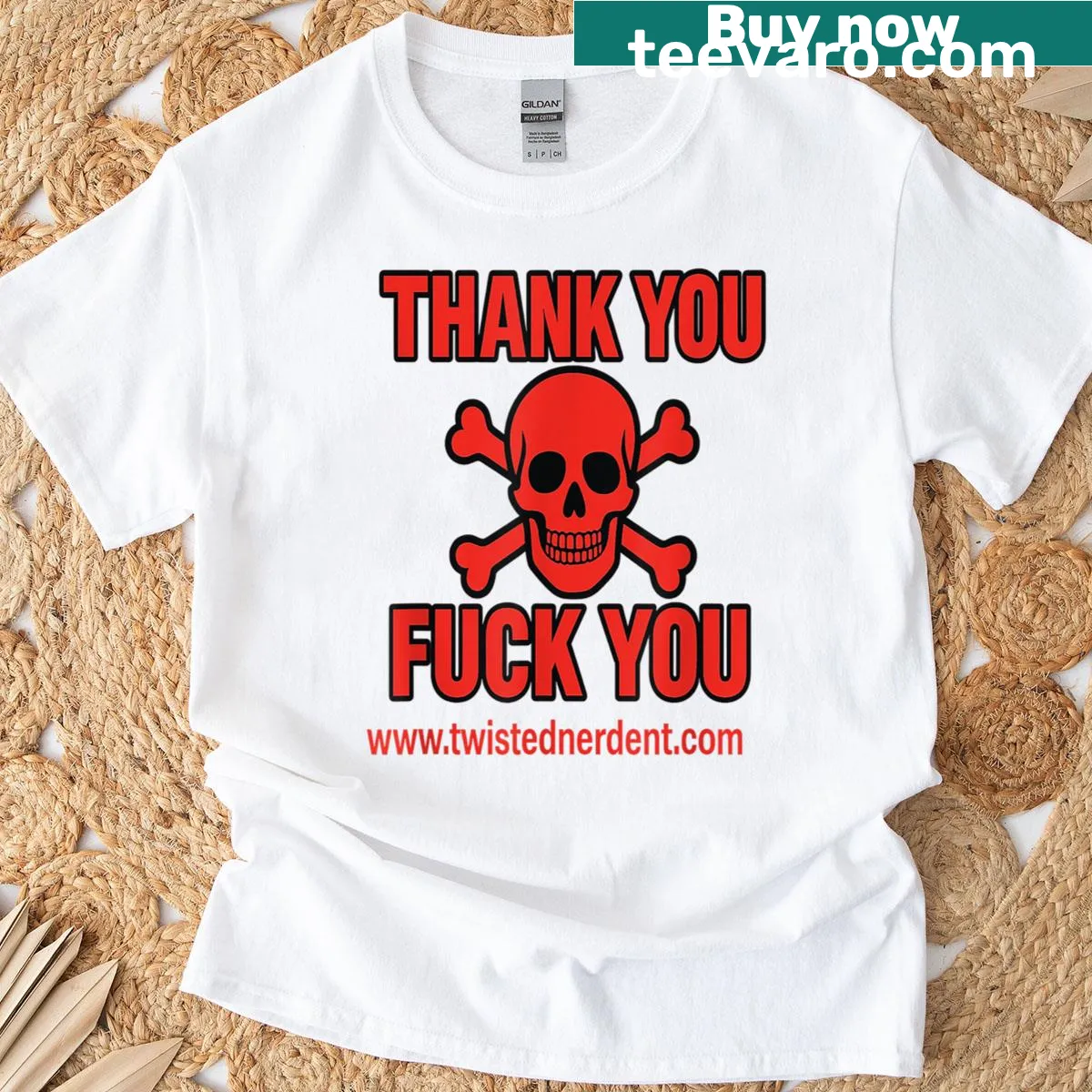 T-shirt featuring a clear 'Thank You' message in a charming font — on a men's t-shirt