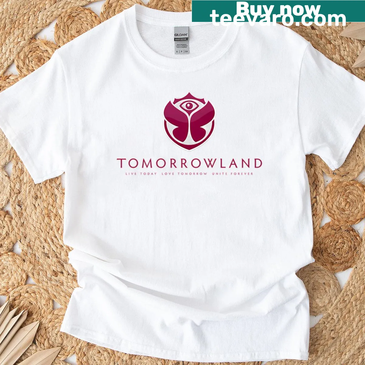Tomorrowland Festival logo graphic T-shirt for music fans — on a men's t-shirt
