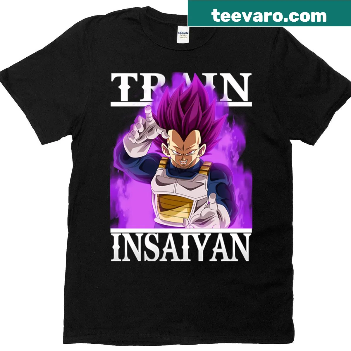 Illustrative design of Vegeta from Dragon Ball on a T-shirt — on a men's t-shirt