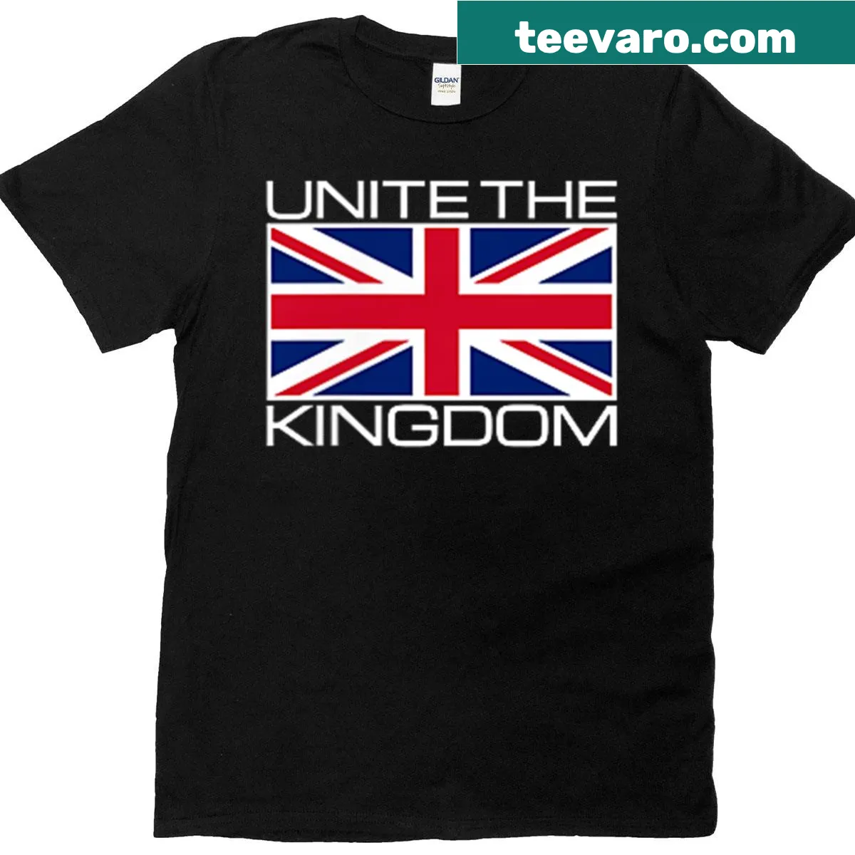 T-shirt featuring the UK Union Jack flag design — on a men's t-shirt