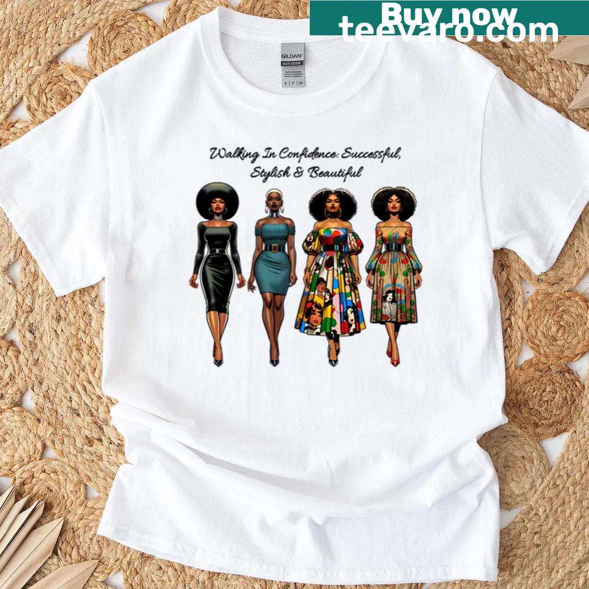 Empowering T-shirt with motivational text about confidence and beauty — on a men's t-shirt
