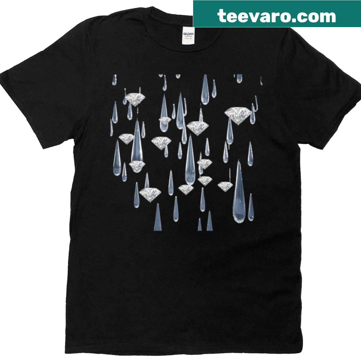 Elegant winter-themed T-shirt with diamond and snowflake illustration. — on a men's t-shirt