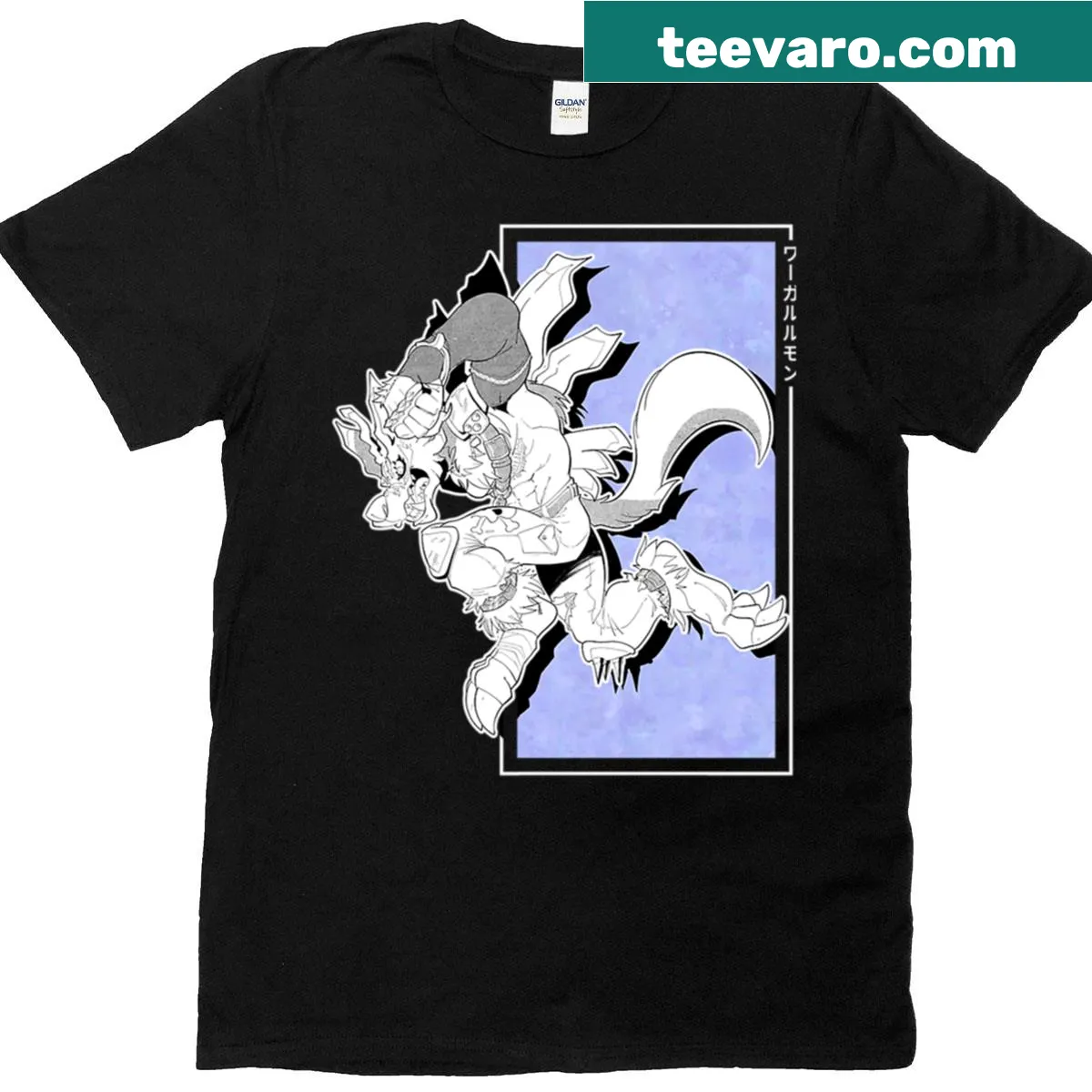 Illustration of a ferocious wolf monster T-shirt — on a men's t-shirt