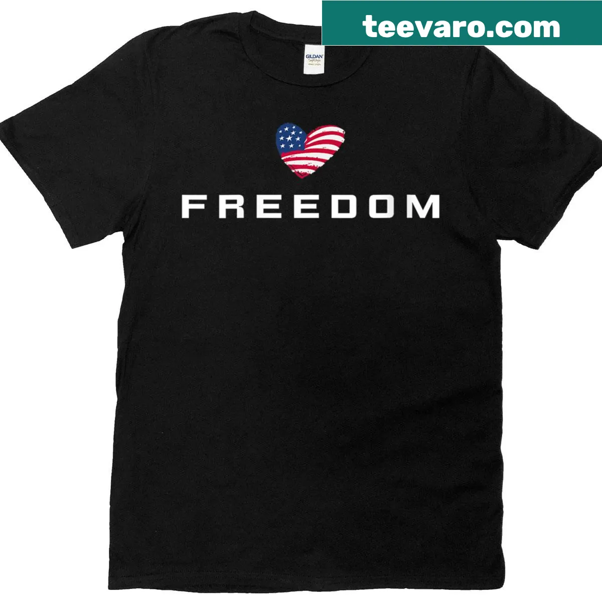 American heart flag design shirt for patriotic women — on a men's t-shirt