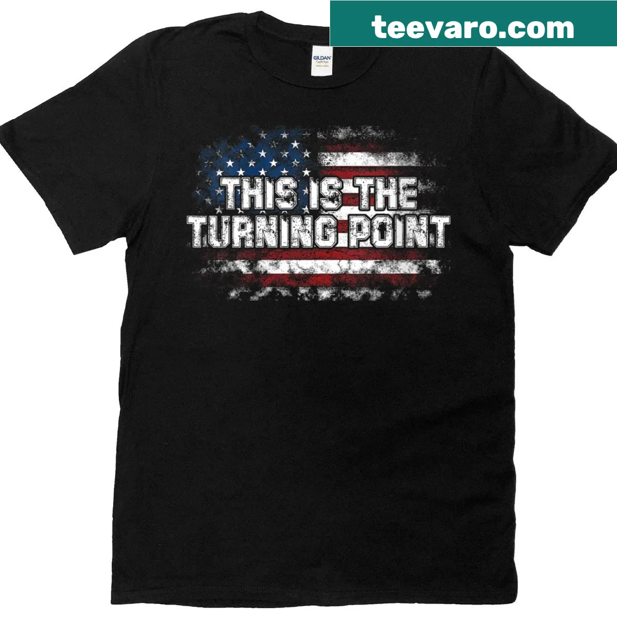 Patriotic typography t-shirt with empowering message — on a men's t-shirt