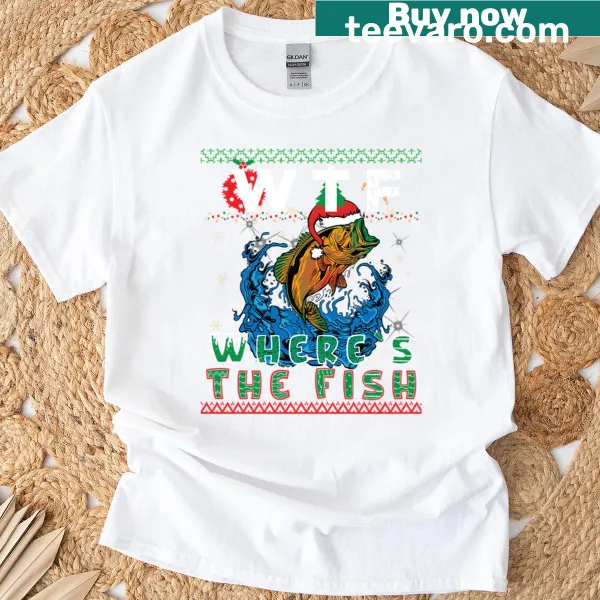 Oversized T-shirt with funny fishing phrase 'Wtf - Wheres The Fish'