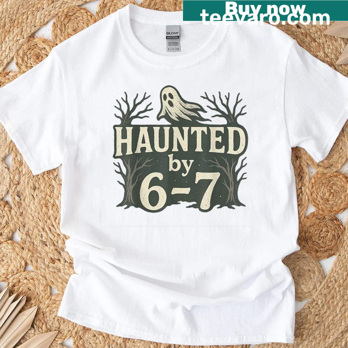 Funny Halloween shirt featuring a meme-style haunted ghost design — on a men's t-shirt
