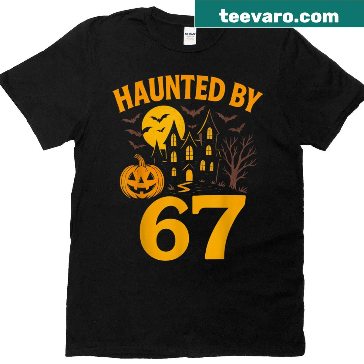 67 Meme Halloween T-shirt featuring edgy and spooky graphics — on a men's t-shirt