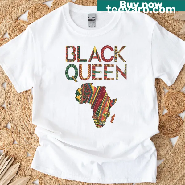 T-shirt featuring African queen art in a kawaii style