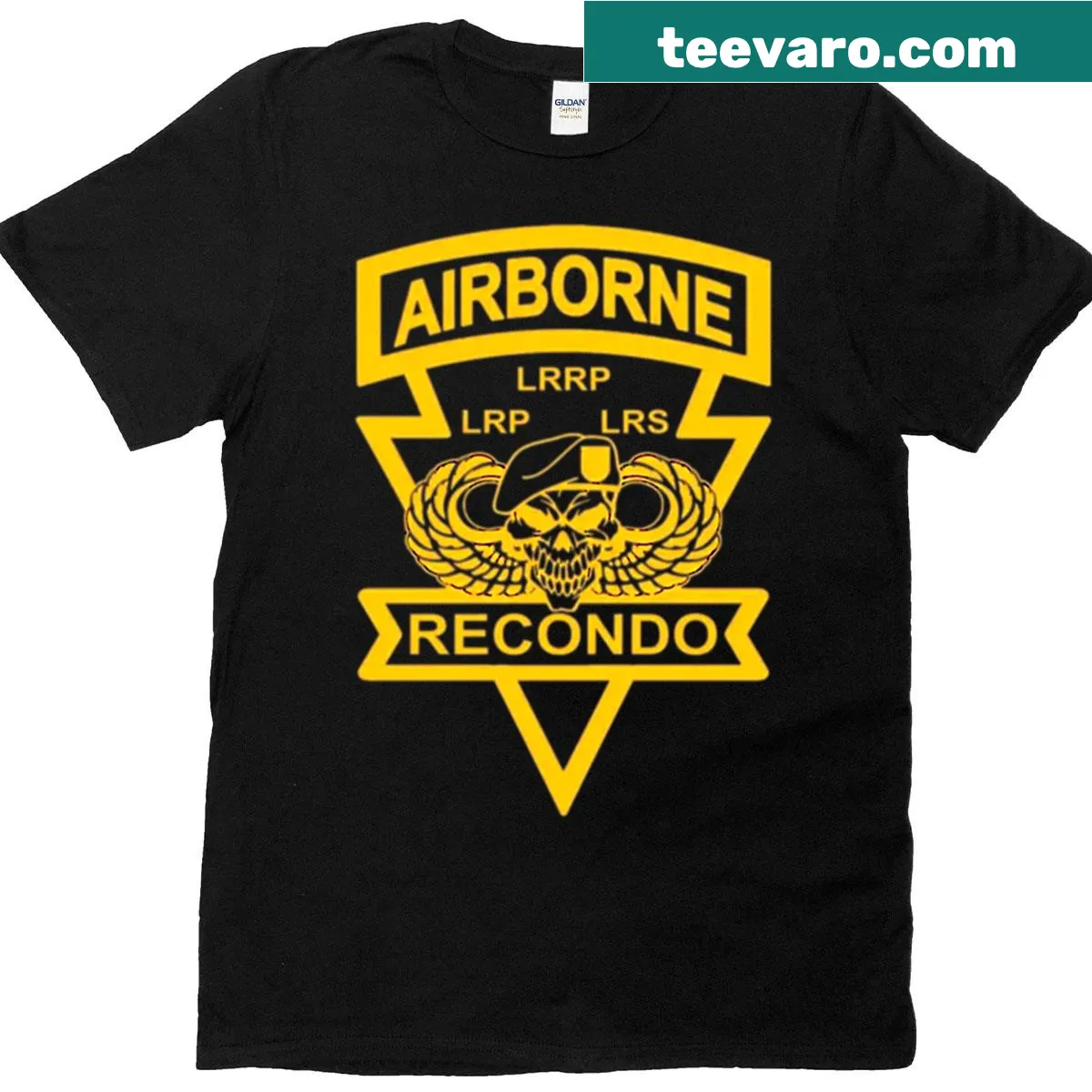 T-shirt featuring an airborne design for military enthusiasts — on a men's t-shirt