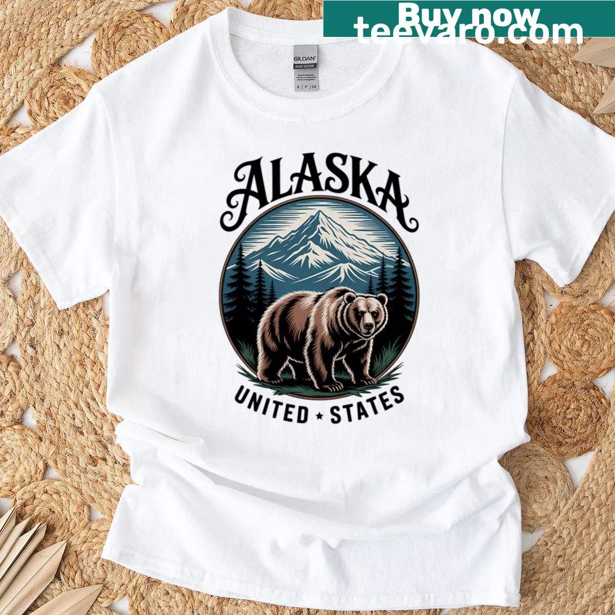 Alaska United States T-shirt featuring state-themed design — on a men's t-shirt