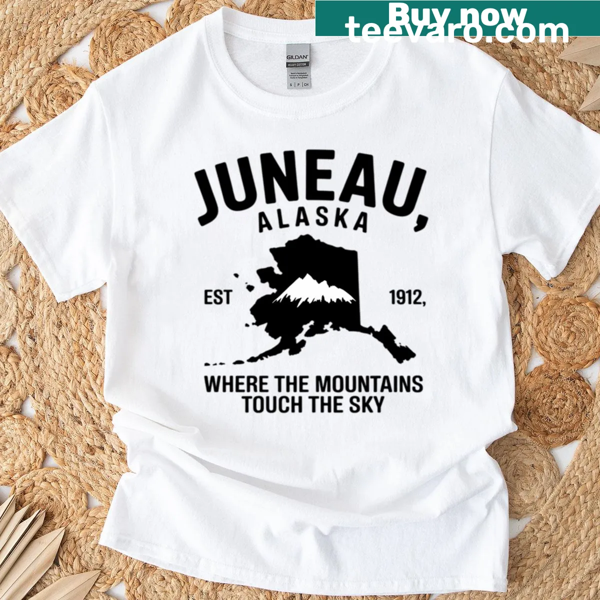 Alaska T-shirt featuring mountains illustration — on a men's t-shirt