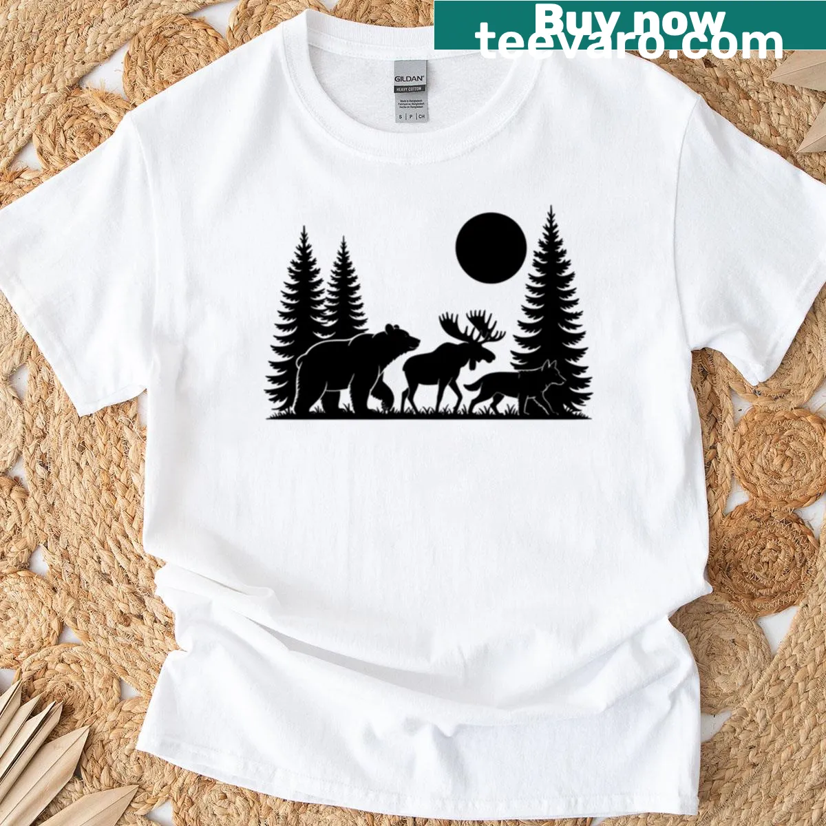 Alaska wildlife trip souvenir t-shirt featuring various animals — on a men's t-shirt