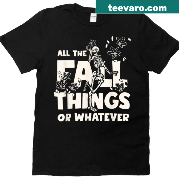 Funny Skeleton T-shirt with a cartoon design celebrating fall