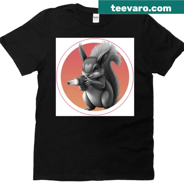 Illustration of an angry squirrel on a humorous t-shirt