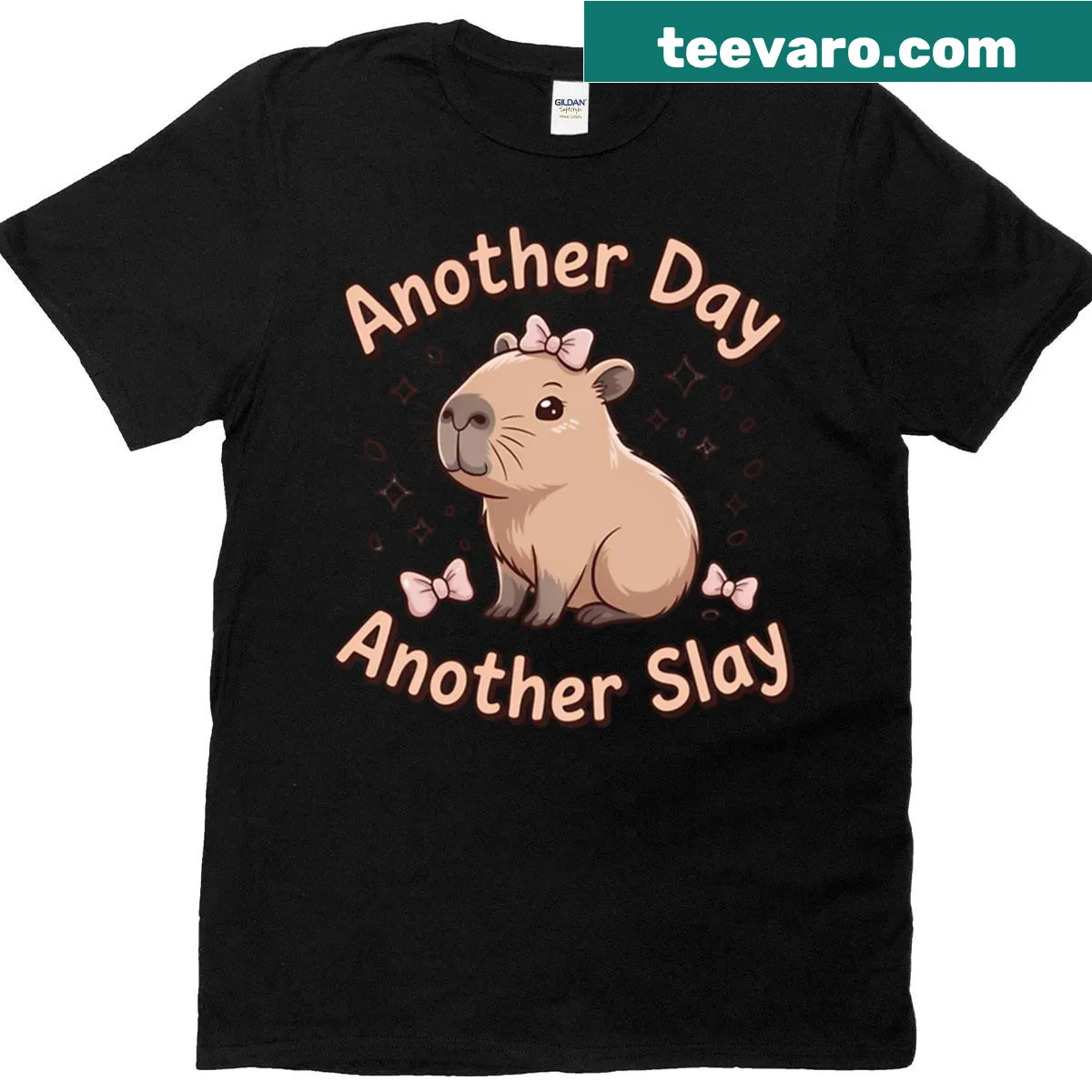 Cute capybara t-shirt with kawaii style graphic — on a men's t-shirt