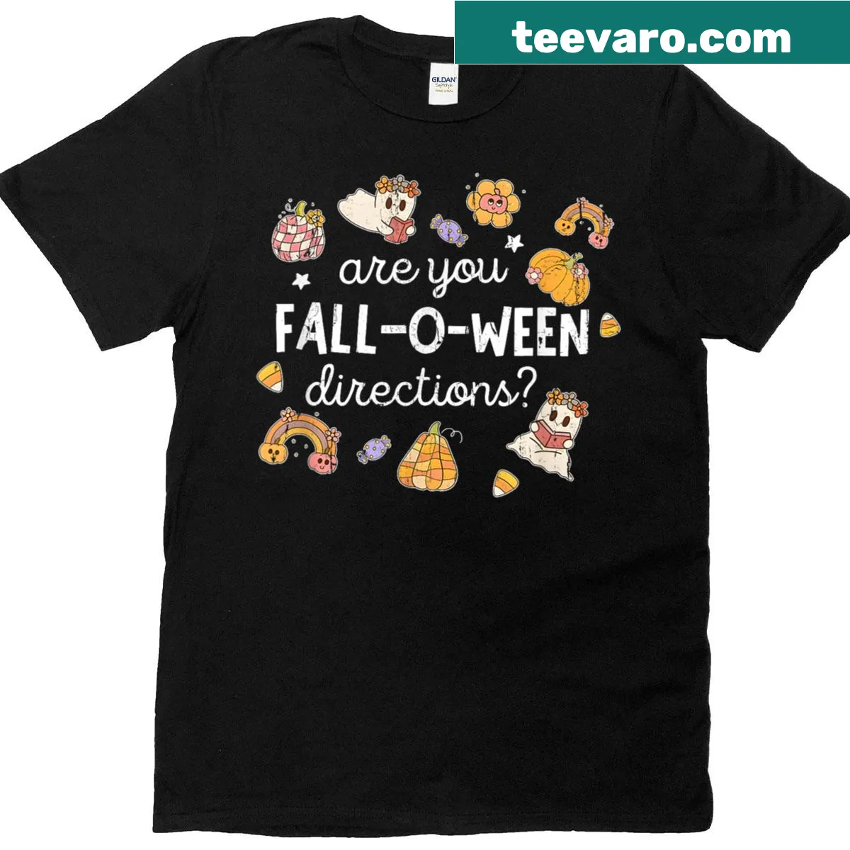 Halloween t-shirt for teachers with ghost and funny text — on a men's t-shirt
