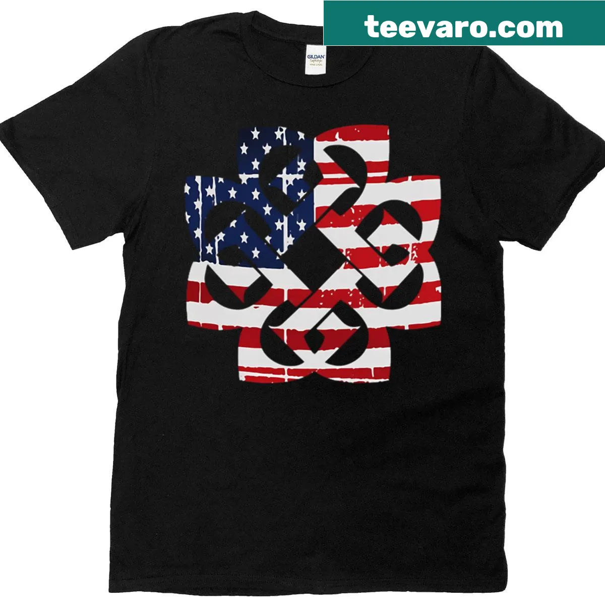 Vintage music band logo t-shirt celebrating iconic albums — on a men's t-shirt