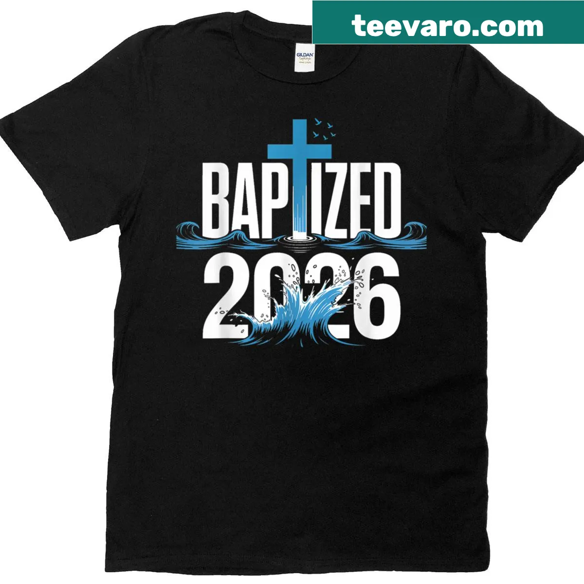 Baptized 2026 text on a simple t-shirt — on a men's t-shirt