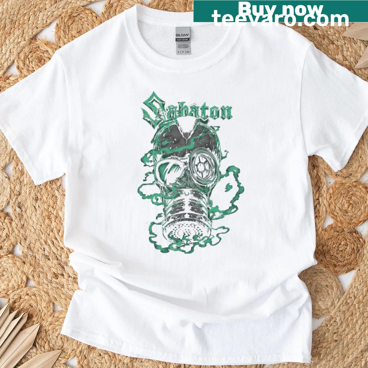 T-shirt featuring the iconic Sabaton band logo — on a men's t-shirt