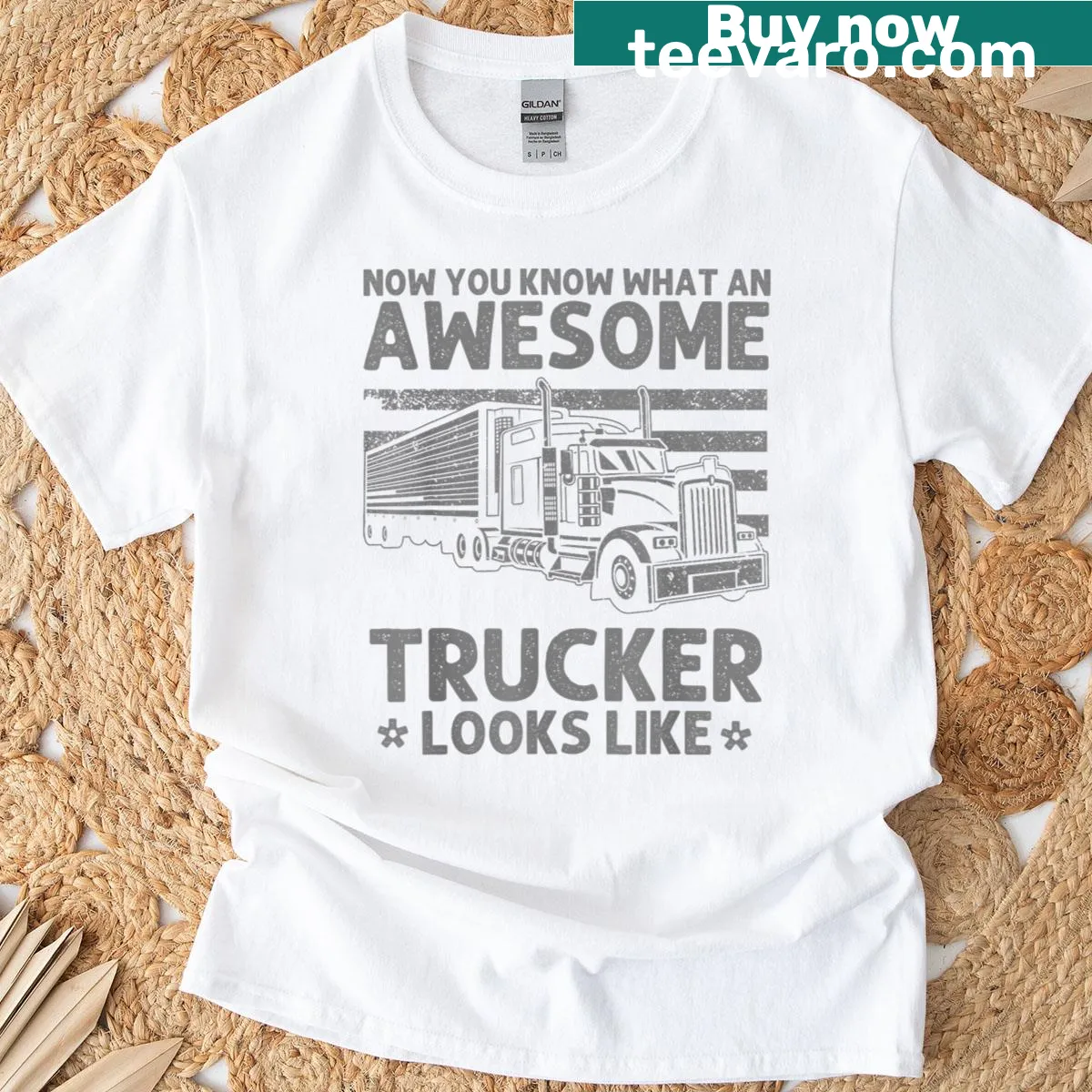 Graphic T-shirt for truck drivers celebrating the trucking profession — on a men's t-shirt