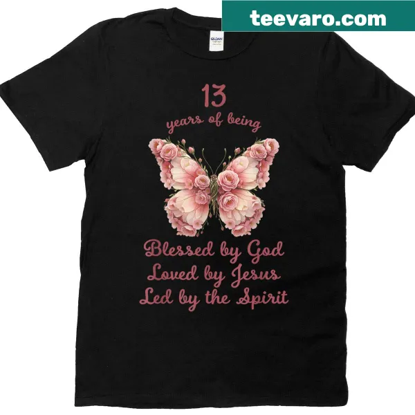 Butterfly illustration with text for a 13th birthday