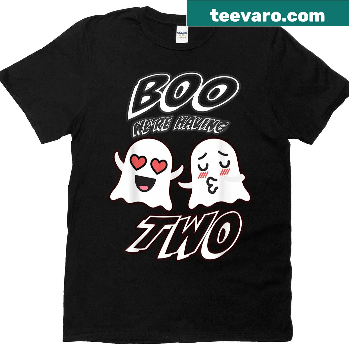 Vintage cute couple ghosts design for pregnancy reveal t-shirt — on a men's t-shirt