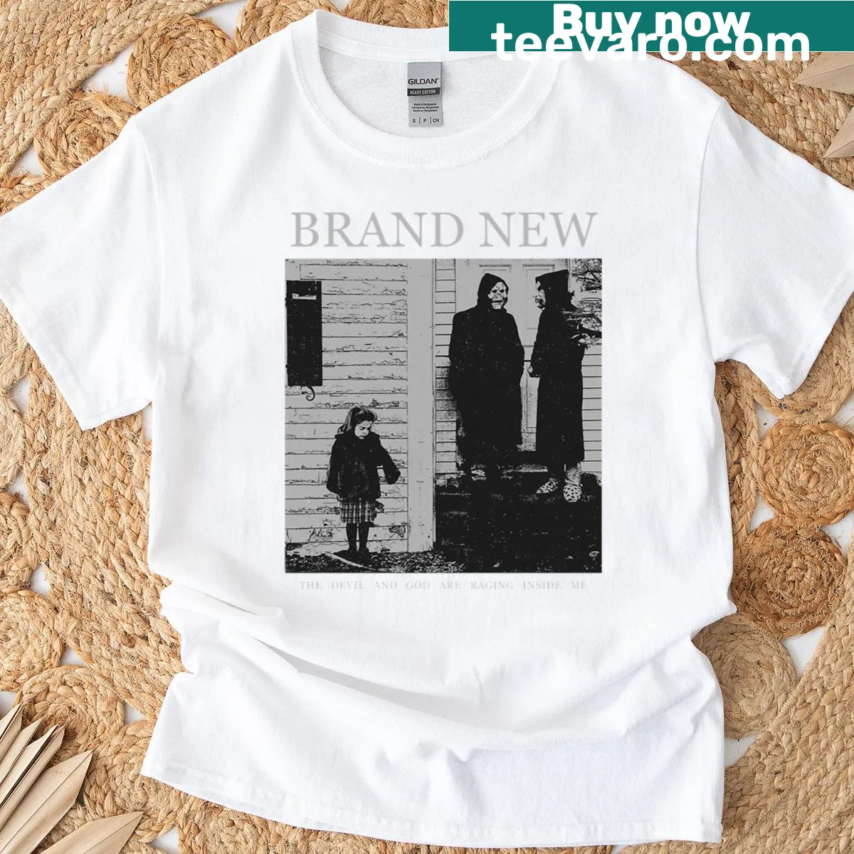 Bold 'Brand New' T-shirt for music fans — on a men's t-shirt