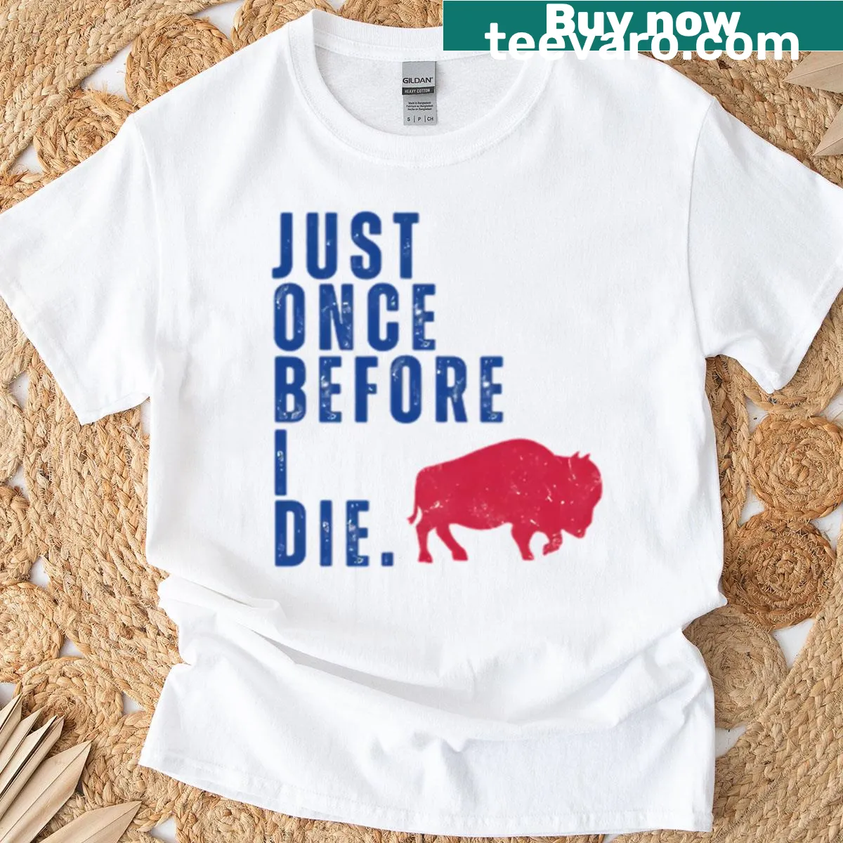 Buffalo Bills Super Bowl T-shirt with team logo — on a men's t-shirt