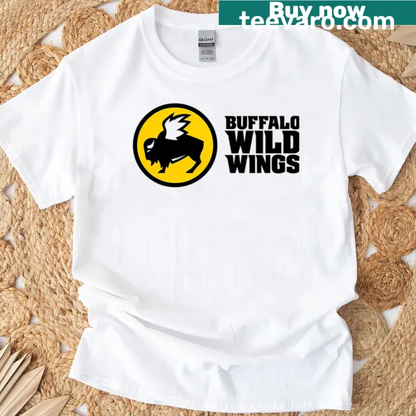 Buffalo Wild Wings-themed t-shirt featuring playful restaurant graphics