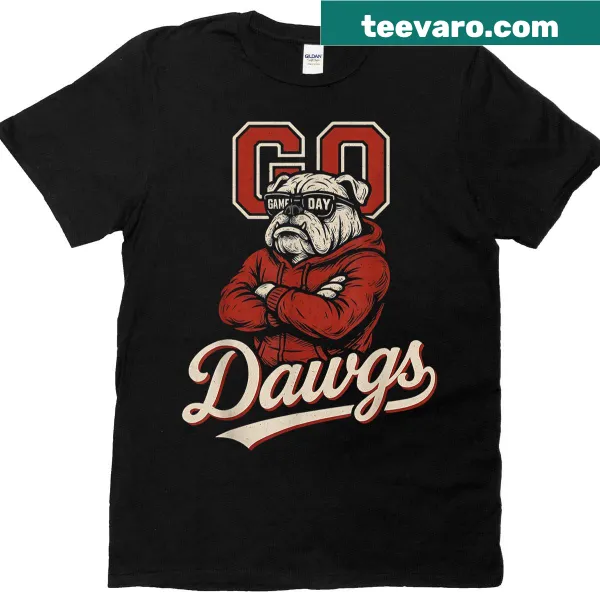 Playful bulldog graphic on T-shirt for dog lovers