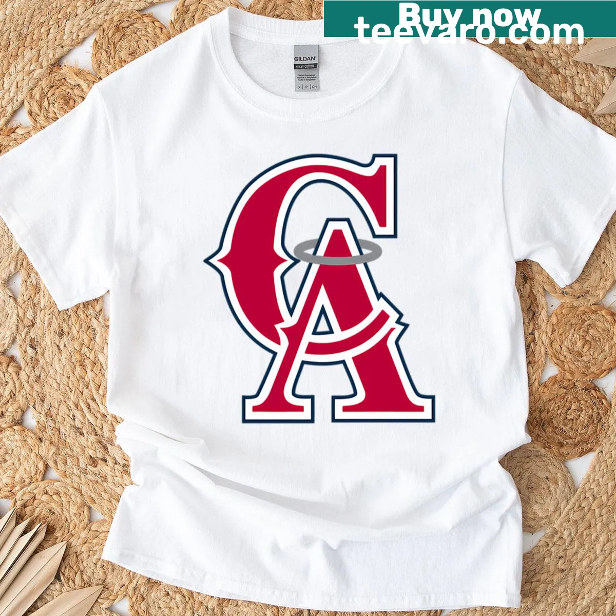 California Angelss logo graphic T-shirt for sports fans — on a men's t-shirt