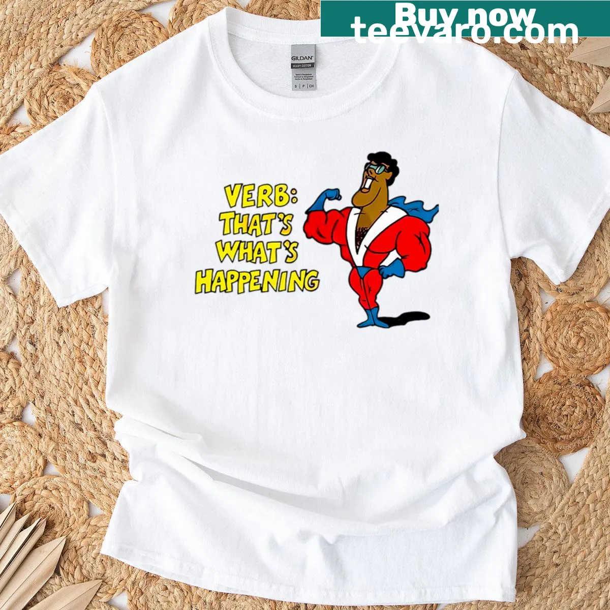 Vintage cartoon logo T-shirt for kids with a funny design — on a men's t-shirt