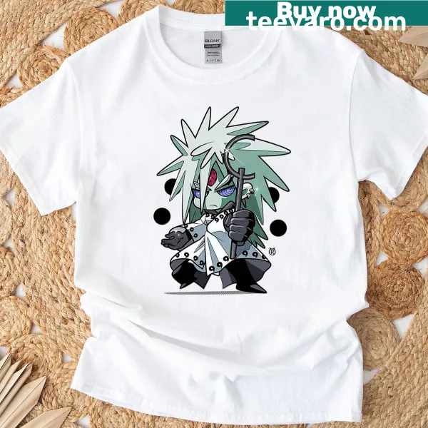 Chibi Madara anime character graphic T-shirt for fans