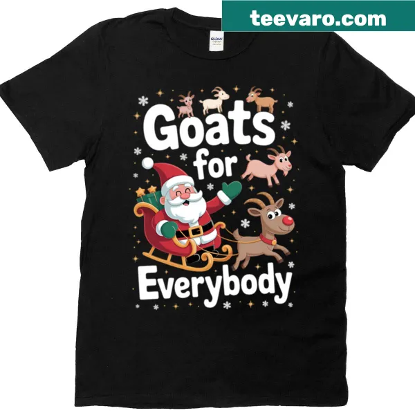 Funny Christmas Goat cartoon T-shirt, ideal for holiday wear
