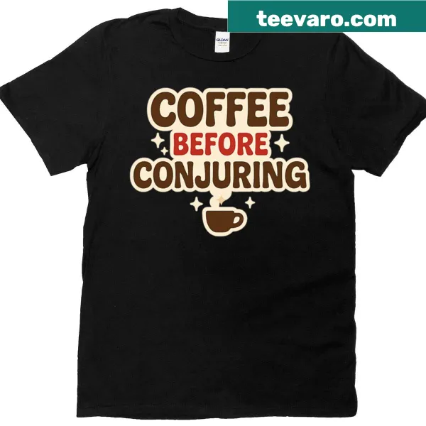 Retro coffee-themed shirt for spellcasters