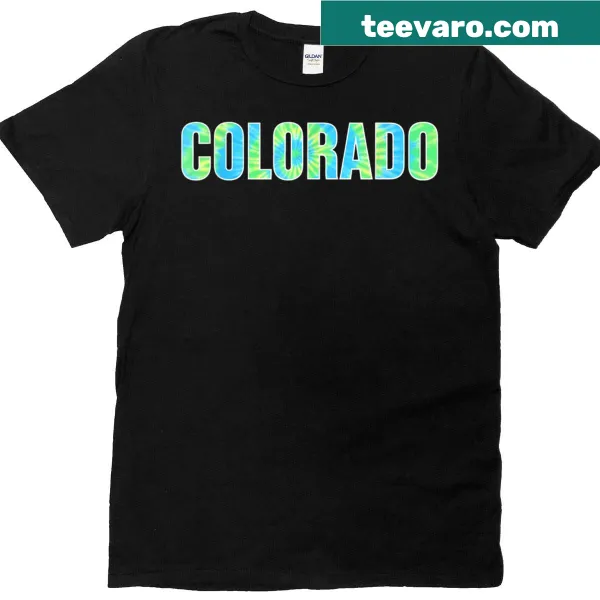 Retro t-shirt featuring a tie-dye design and travel themes