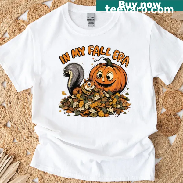 Autumn-themed T-shirt with pumpkin spice graphics for fall lovers